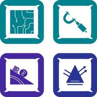 Electrical circuit and Micrometer Icon vector