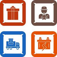 Gift Box and Worker Icon vector