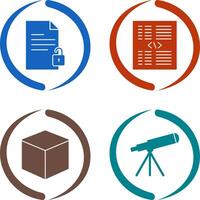 unlock document and piece of code Icon vector