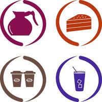 cake slice and coffee pot Icon vector