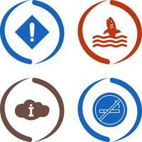 caution sign and dangerous shark Icon vector