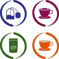 tea bag and creamy coffee Icon vector