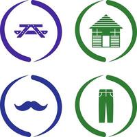 Picnic of Table and Wood Cabin Icon vector