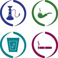 hookah and lit smoking pipe Icon vector