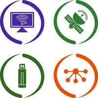 Disconnected Network and Satellite Icon vector