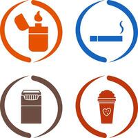 lighter and lit cigarette Icon vector