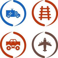 ambulancia y tren virar icono vector