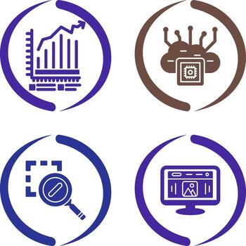 Bar Chart and Cloud Computing Icon vector