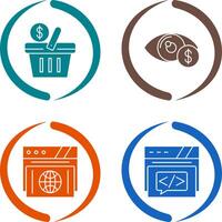 compras cesta y ojo icono vector