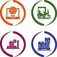 24 hours and forklift Icon vector