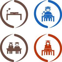 study desk and studying on desk Icon vector