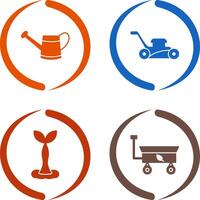 Watering tool and Lawn Mower Icon vector