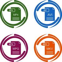 mp4 y avi icono vector