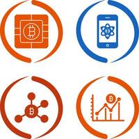 Bitcoin Chip and Mobile Icon vector