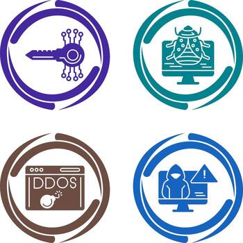 llave código y malware icono vector