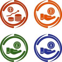 Money Growth and Bitcoin Icon vector