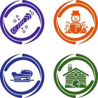 Snowboard and Snowman Icon vector