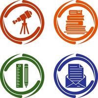 Telescope and BooksSnack and Money Icon vector