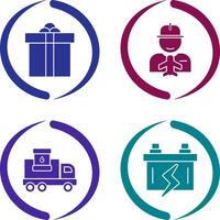 Gift Box and Worker Icon vector