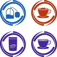 tea bag and creamy coffee Icon vector