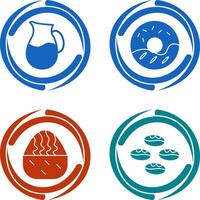 milk jug and cream doughnut Icon vector