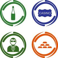 champán botella y casino firmar icono vector