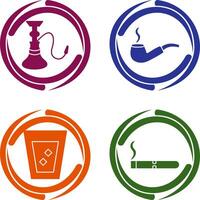 hookah and lit smoking pipe Icon vector