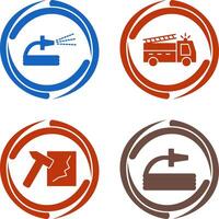 spraying water and fire truck Icon vector