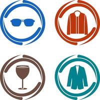 lentes y chaqueta icono vector