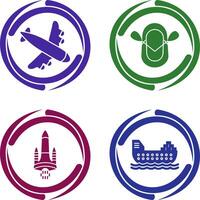 Landing Airplane and Dinghy Icon vector