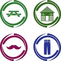 Picnic of Table and Wood Cabin Icon vector