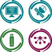 Disconnected Network and Satellite Icon vector