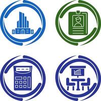 Id Card and Office Building Icon vector