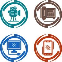 Movie camera and Telephone Icon vector