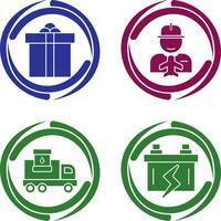 Gift Box and Worker Icon vector