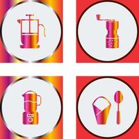 french press and coffee grinder Icon vector