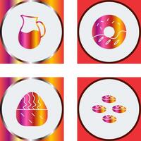 milk jug and cream doughnut Icon vector