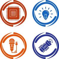 Processor and Light Bulb Icon vector