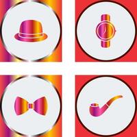 sombrero y reloj icono vector