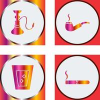 hookah and lit smoking pipe Icon vector