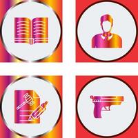 libro y juez icono vector