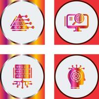 Pyramid Graph and Search Icon vector
