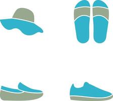 sombrero y zapatillas icono vector