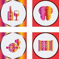 vino y caries icono vector