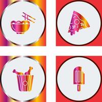 Chinese food and Pizza Icon vector