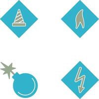 under construction and flammable material Icon vector