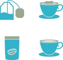 tea bag and creamy coffee Icon vector