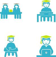 Combined Study and Studying on Desk Icon vector