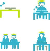 study desk and studying on desk Icon vector