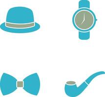 sombrero y reloj icono vector